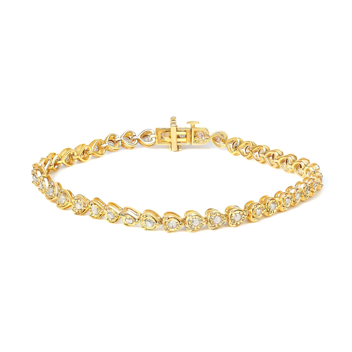 .925 Sterling Silver 1.0 Cttw Miracle Set Diamond Heart-Link 7" Tennis Bracelet (I-J Color, I2-I3 Clarity) Bids.com
