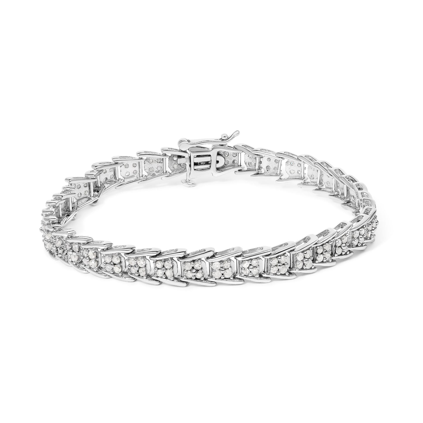 10k White Gold 2 cttw Diamond Fan-Shaped Link Tennis Bracelet (I-J Clarity, I3 Color) - Size 7.25" Bids.com