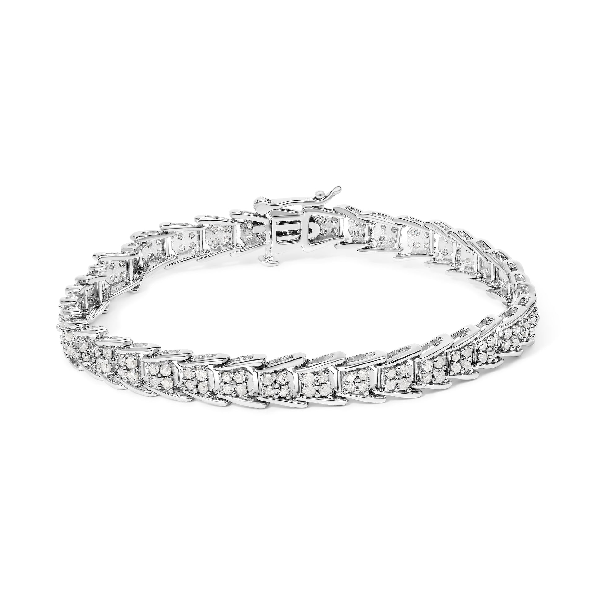 10k White Gold 2 cttw Diamond Fan-Shaped Link Tennis Bracelet (I-J Clarity, I3 Color) - Size 7.25" Bids.com