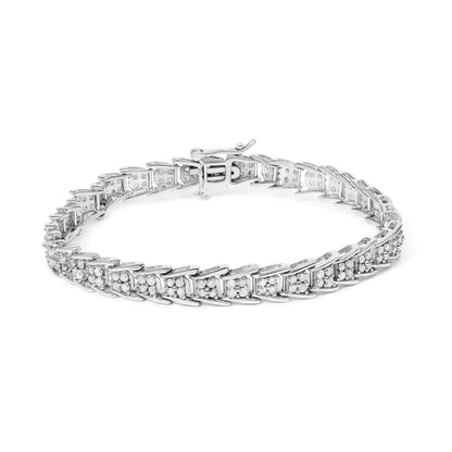 10k White Gold 2 cttw Diamond Fan-Shaped Link Tennis Bracelet (I-J Clarity, I3 Color) - Size 7.25" Bids.com