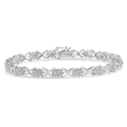 .925 Sterling Silver 1-1/2 Cttw Diamond Cluster X Link 7" Tennis Bracelet (I-J color, I3 clarity) Bids.com