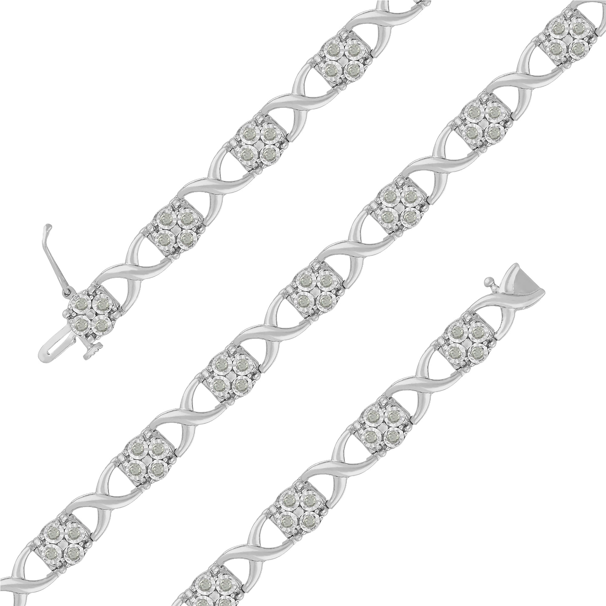 Sterling Silver Rose-Cut Diamond Love Locks Link Bracelet (1.00cttw,I-J color,I3-Promo clarity) Bids.com