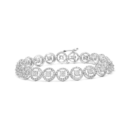 .925 Sterling Silver 1/2 Cttw Diamond Nested Circle Miracle Set Open Wheel 7" Fashion Link Bracelet (I-J Color, I3 Clarity) Bids.com