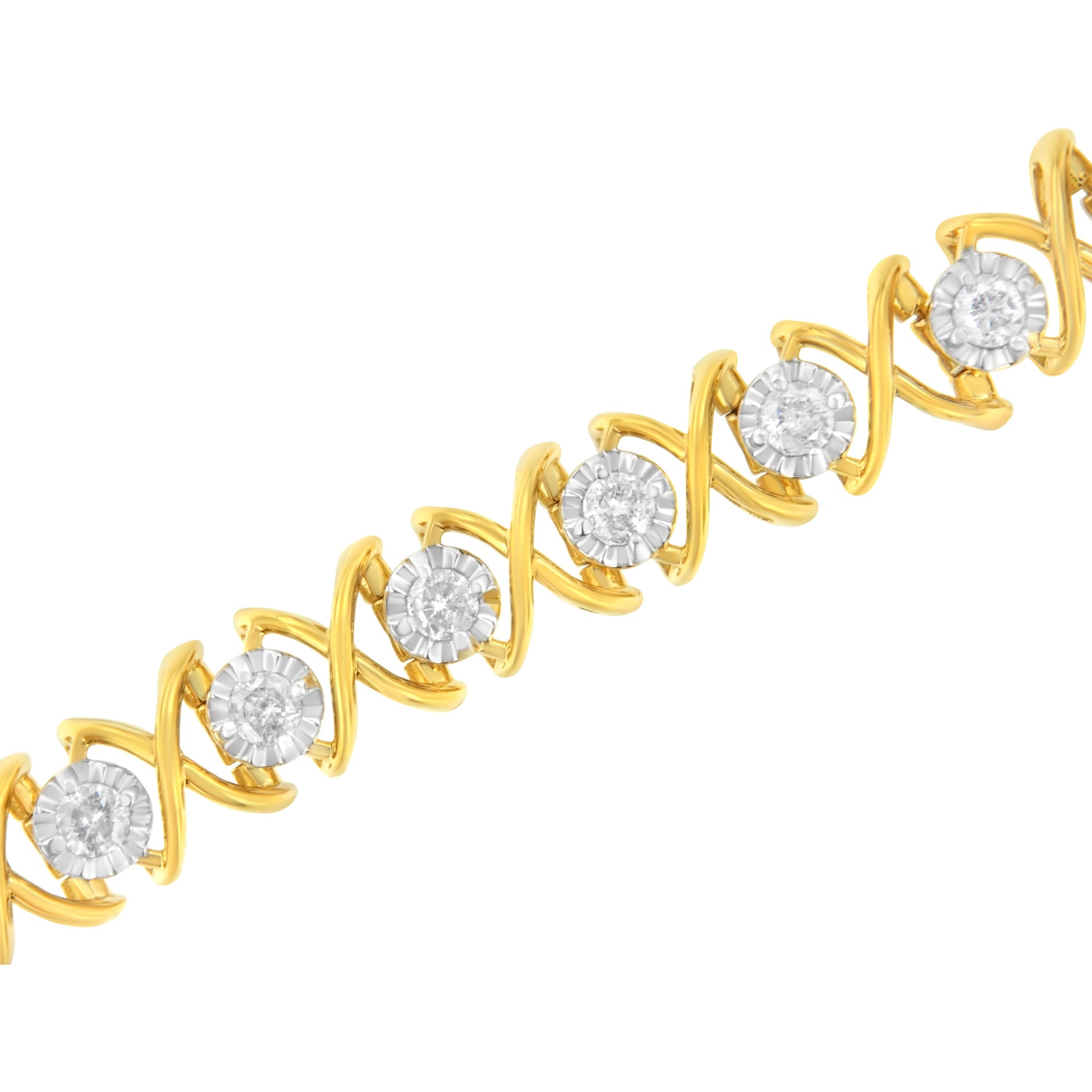 10K Yellow Gold Plated Sterling Silver 2 cttw Diamond "XOXO" Bracelet (J-K Clarity, I1-I2 Color) - Size 7.25" Bids.com