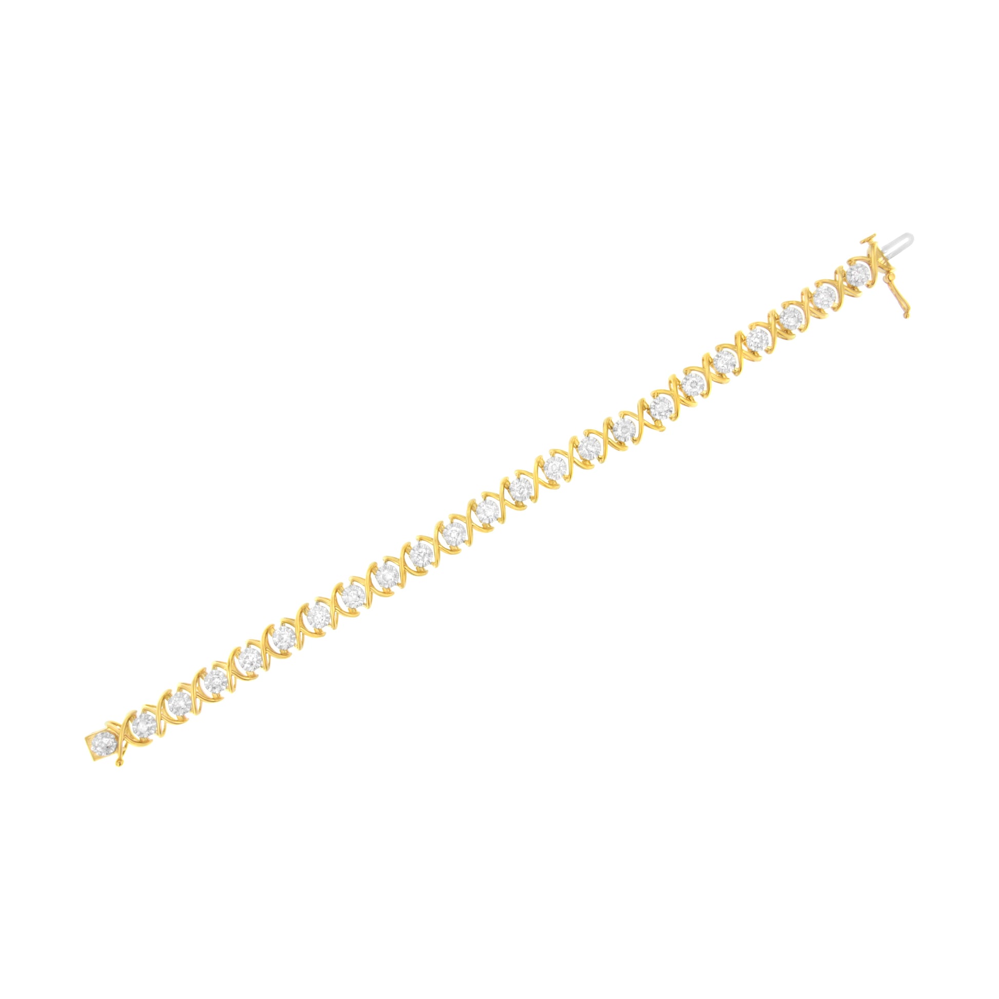 10K Yellow Gold Plated Sterling Silver 2 cttw Diamond "XOXO" Bracelet (J-K Clarity, I1-I2 Color) - Size 7.25" Bids.com