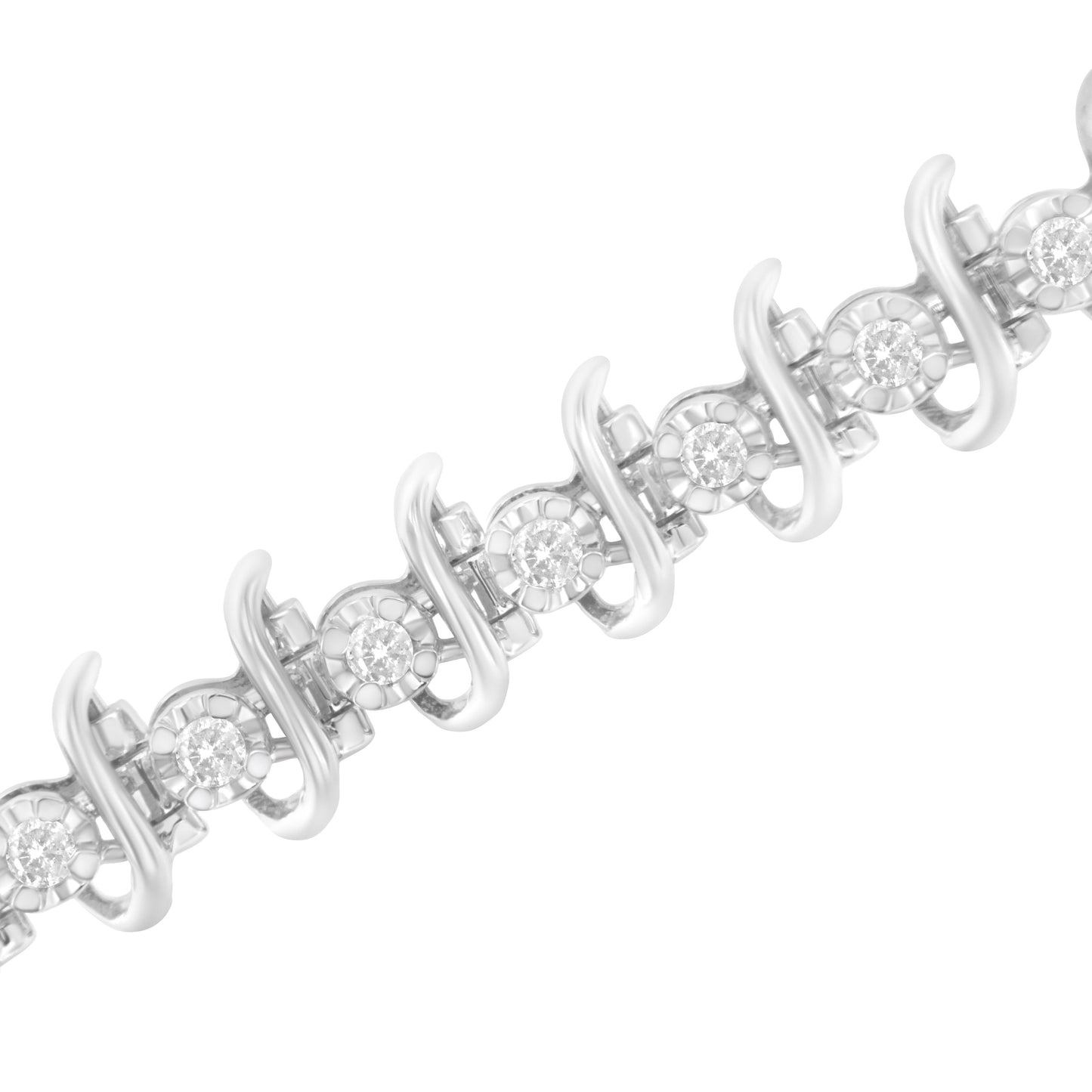 .925 Sterling Silver 1 cttw Prong-Set Diamond Link Bracelet (I-J, I1-I2) - 7.25" Bids.com