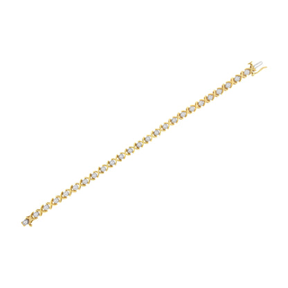 10K Yellow Gold Plated Sterling Silver 1 cttw Diamond Link Bracelet (J-K Clarity, I1-I2 Color) - Size 7" Bids.com