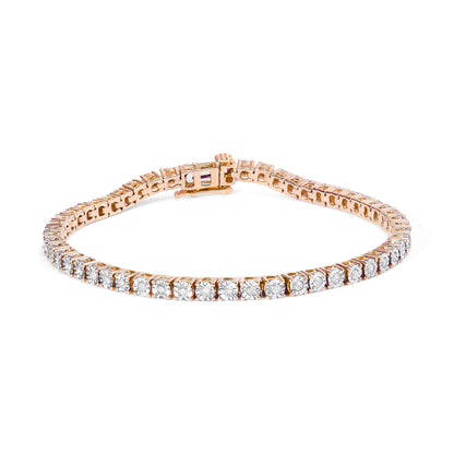 .925 Sterling Silver 1.0 Cttw Miracle-Set Diamond Round Faceted Bezel Tennis Bracelet (I-J Color, I3 Clarity) - 7" Bids.com