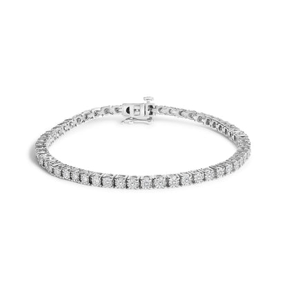 .925 Sterling Silver 3.0 Cttw Lab Grown Diamond Illusion-Set Miracle Plate Tennis Bracelet (G-H Color, VS1-VS2 Clarity) - Size 7.25" Bids.com