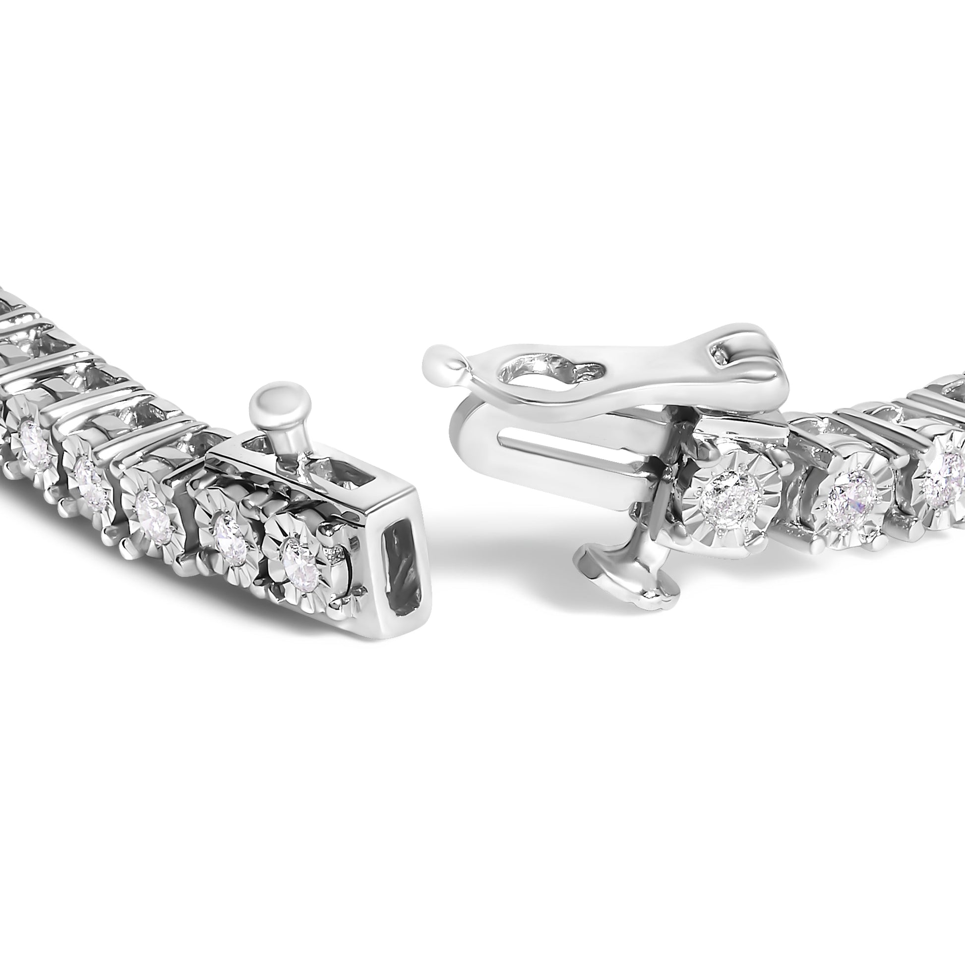 .925 Sterling Silver 3.0 Cttw Lab Grown Diamond Illusion-Set Miracle Plate Tennis Bracelet (G-H Color, VS1-VS2 Clarity) - Size 7.25" Bids.com