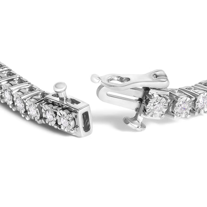 .925 Sterling Silver 3.0 Cttw Lab Grown Diamond Illusion-Set Miracle Plate Tennis Bracelet (G-H Color, VS1-VS2 Clarity) - Size 7.25" Bids.com