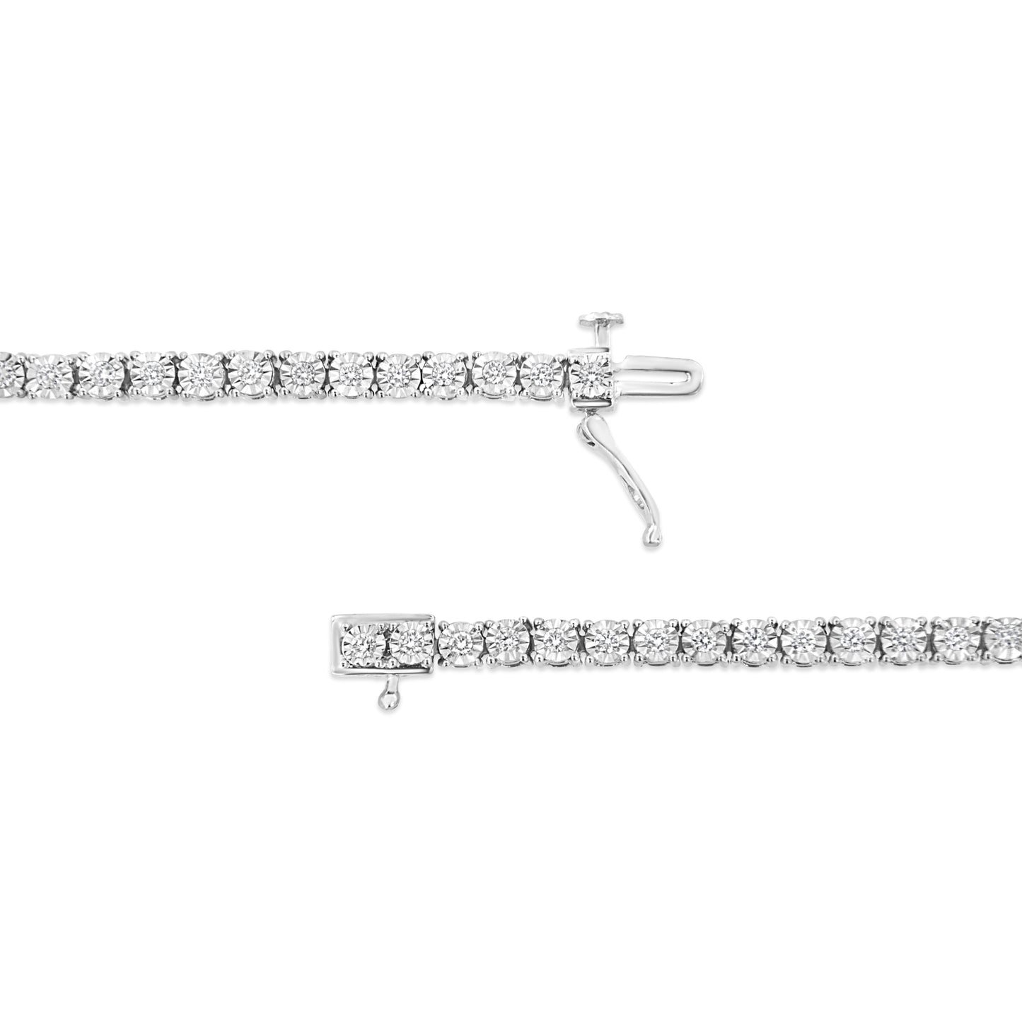 14K White Gold 3.0 Cttw Lab Grown Diamond Illusion-Set Miracle Plate Tennis Bracelet (F-G Color, VS1-VS2 Clarity) - Size 7.25" Bids.com