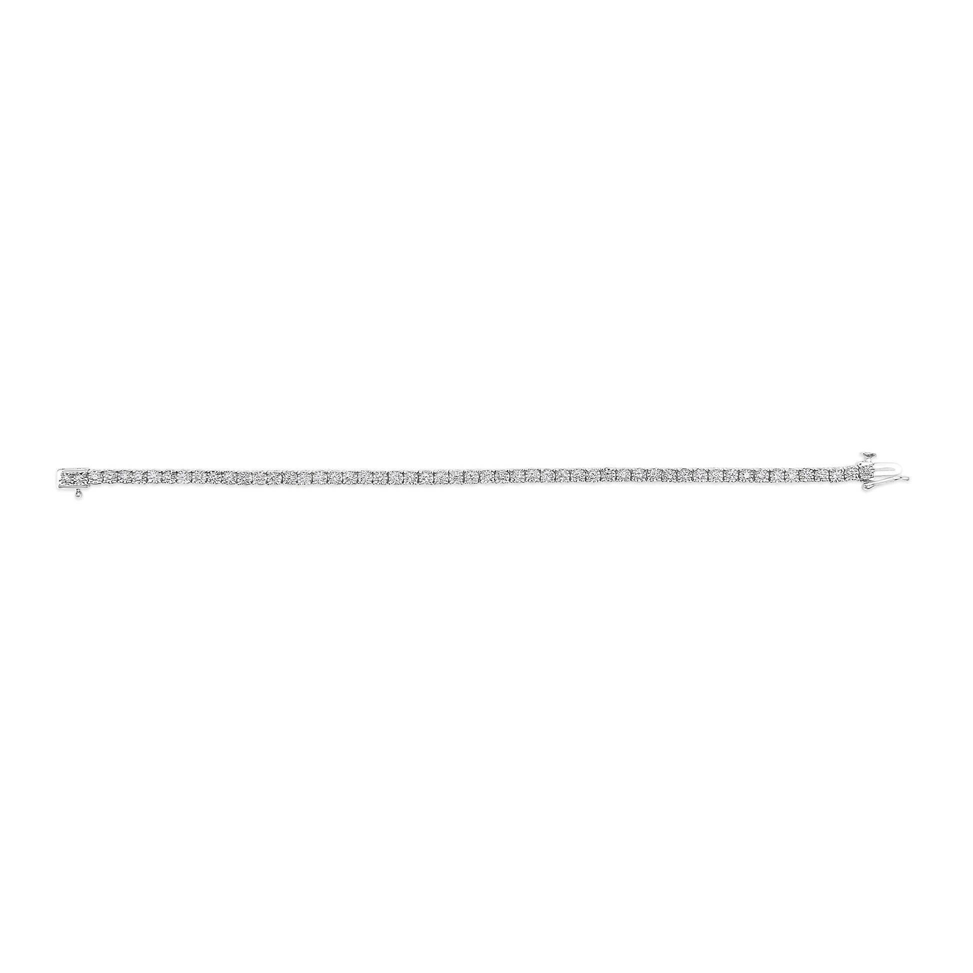 .925 Sterling Silver 3.0 Cttw Lab Grown Diamond Illusion-Set Miracle Plate Tennis Bracelet (G-H Color, VS1-VS2 Clarity) - Size 7.25" Bids.com