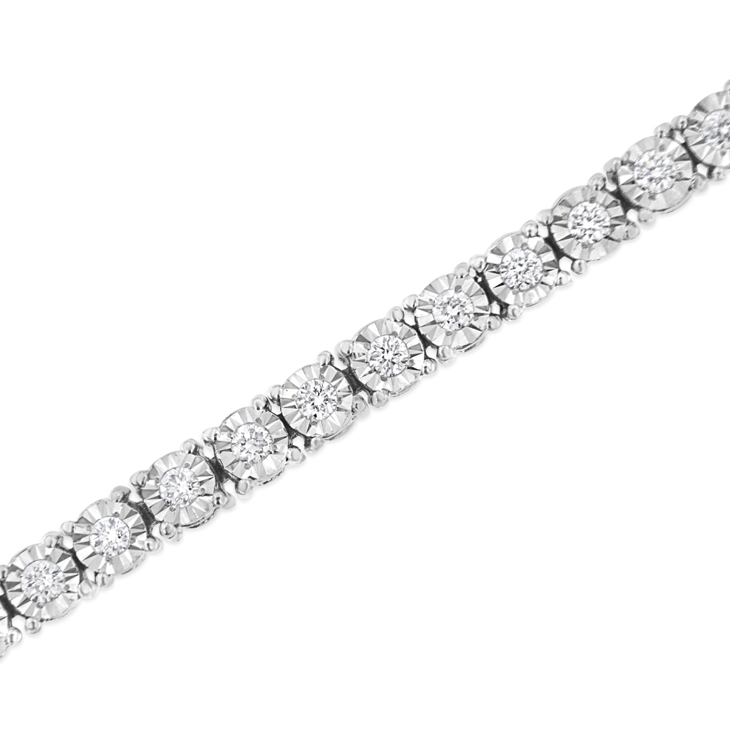 14K White Gold 3.0 Cttw Lab Grown Diamond Illusion-Set Miracle Plate Tennis Bracelet (F-G Color, VS1-VS2 Clarity) - Size 7.25" Bids.com