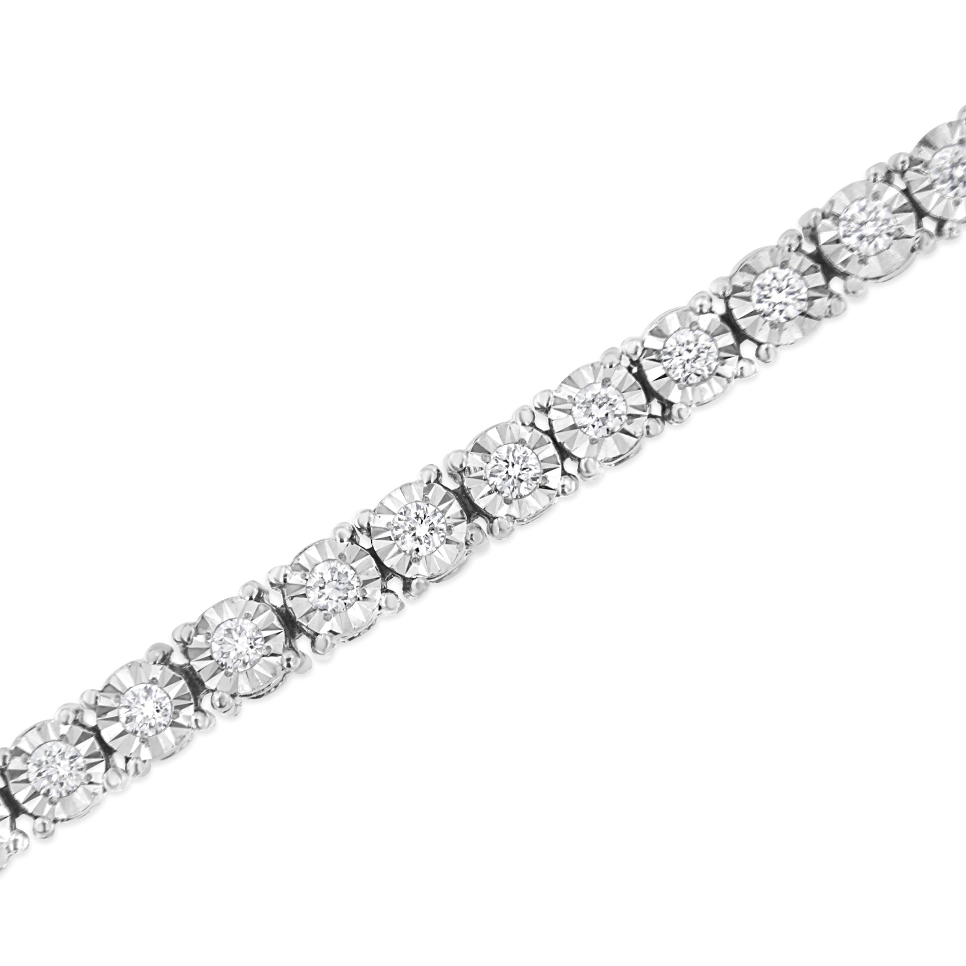 14K White Gold 3.0 Cttw Lab Grown Diamond Illusion-Set Miracle Plate Tennis Bracelet (F-G Color, VS1-VS2 Clarity) - Size 7.25" Bids.com