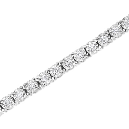 .925 Sterling Silver 3.0 Cttw Lab Grown Diamond Illusion-Set Miracle Plate Tennis Bracelet (G-H Color, VS1-VS2 Clarity) - Size 7.25" Bids.com