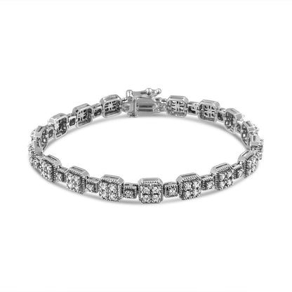 10K White Gold 2.0 Cttw Diamond Square Link Bracelet (J-K Color, I2-I3 Clarity) - Size 7.25" Bids.com