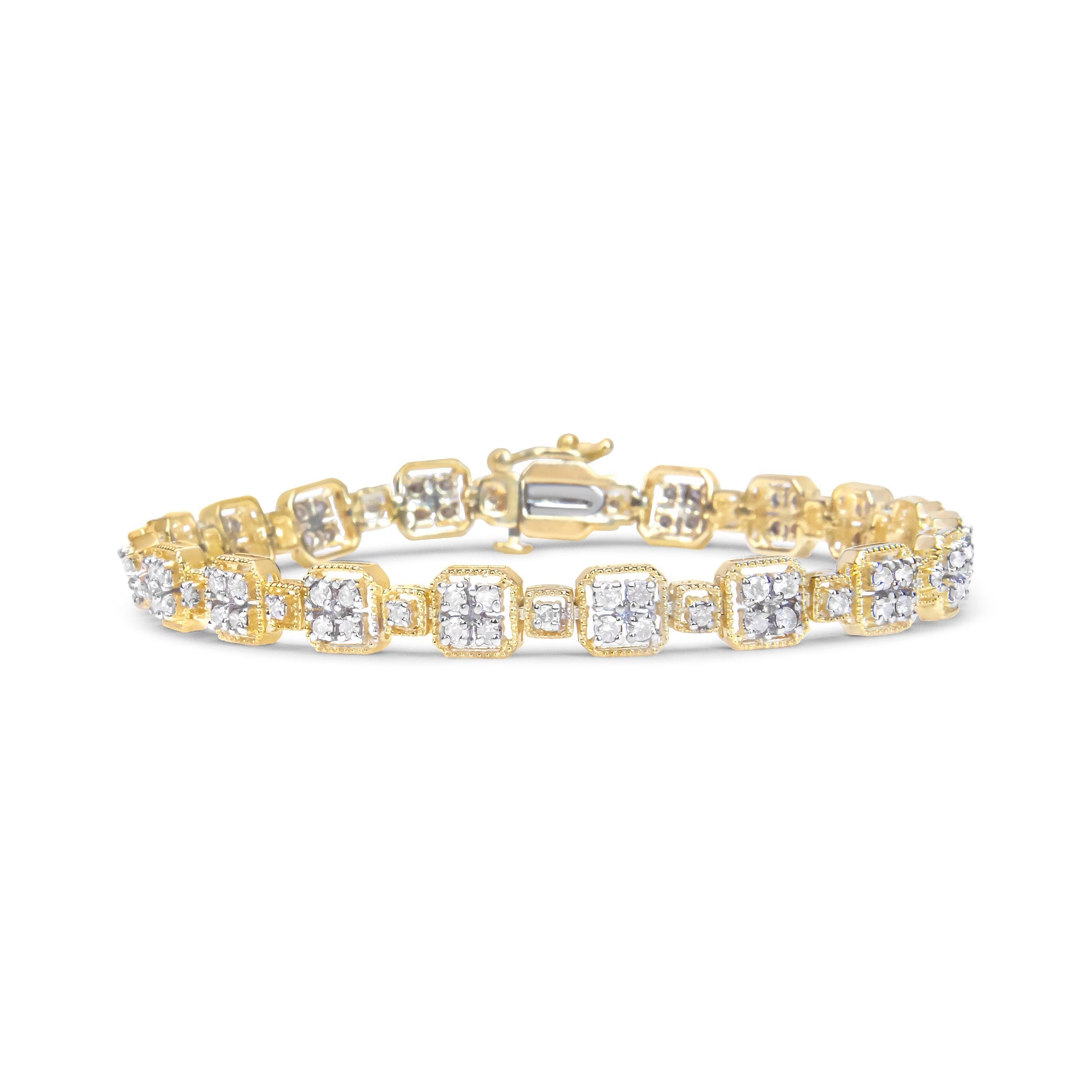 10K White Gold 2.0 Cttw Diamond Square Link Bracelet (J-K Color, I2-I3 Clarity) - Size 7.25" Bids.com