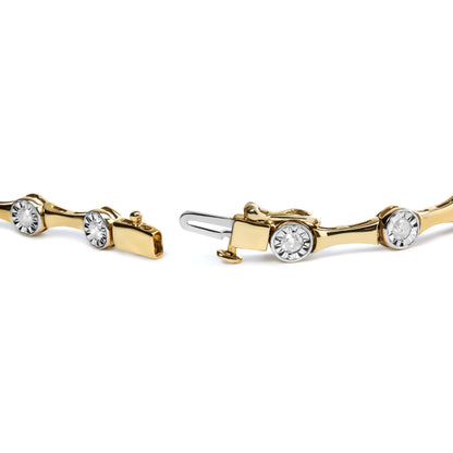 10K Yellow Gold Plated .925 Sterling Silver 1.0 Cttw Miracle Set Diamond Bezel Style Station Link Bracelet (H-I Color, I3 Clarity) - Size 7" Bids.com