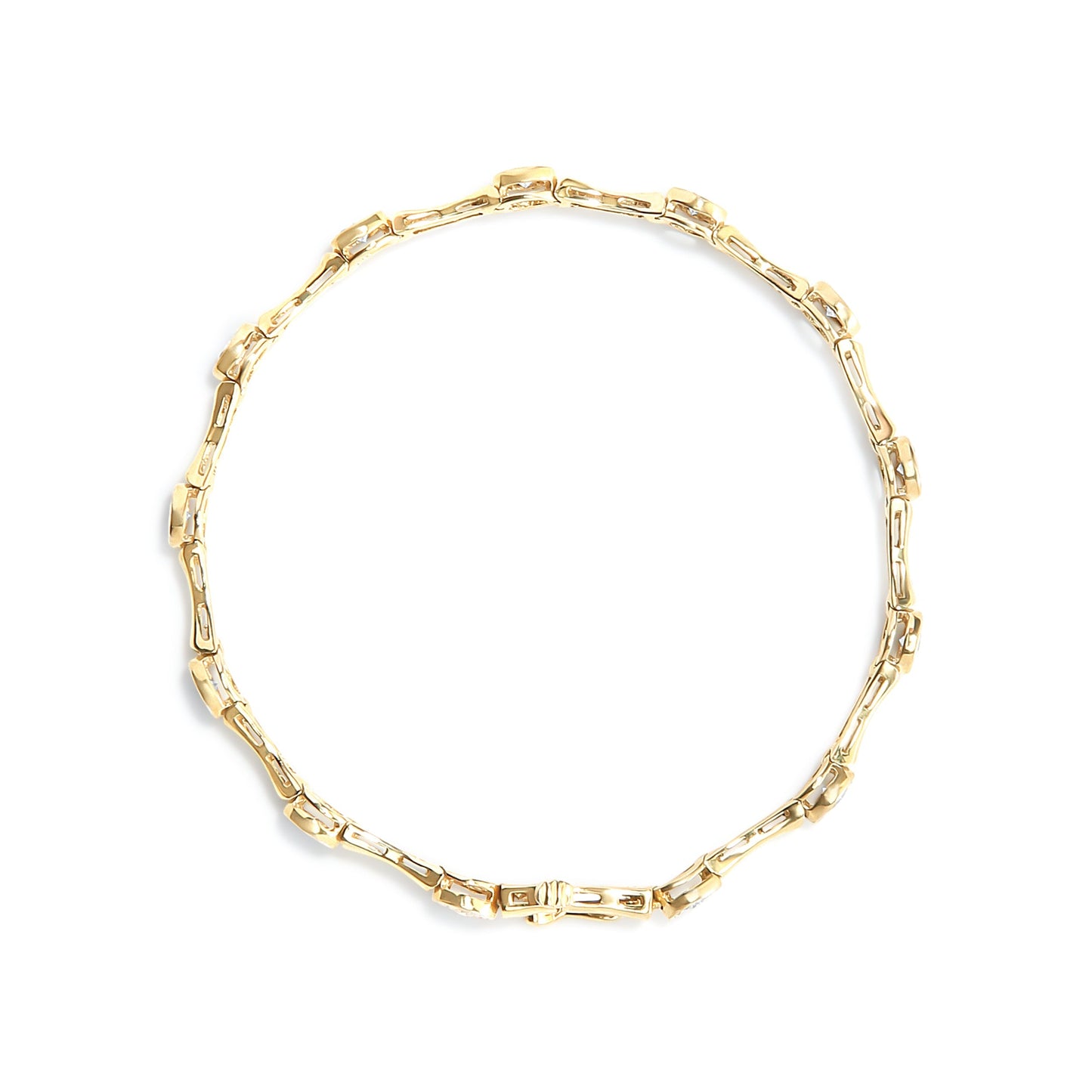 10K Yellow Gold Plated .925 Sterling Silver 1.0 Cttw Miracle Set Diamond Bezel Style Station Link Bracelet (H-I Color, I3 Clarity) - Size 7" Bids.com