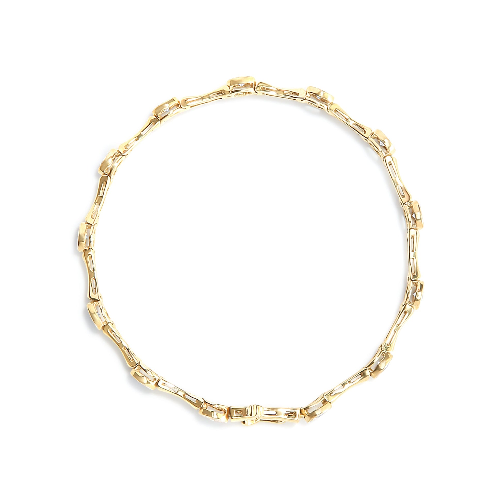 10K Yellow Gold Plated .925 Sterling Silver 1.0 Cttw Miracle Set Diamond Bezel Style Station Link Bracelet (H-I Color, I3 Clarity) - Size 7" Bids.com