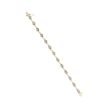 10K Yellow Gold Plated .925 Sterling Silver 1.0 Cttw Miracle Set Diamond Bezel Style Station Link Bracelet (H-I Color, I3 Clarity) - Size 7" Bids.com