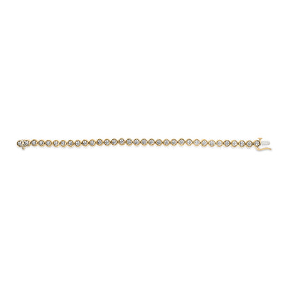 14K Yellow Gold Plated .925 Sterling Silver 1/10 Cttw Diamond Open Circle Beaded Wheel Link Tennis Bracelet (I-J Color, I3 Clarity) - 7.25" Bids.com
