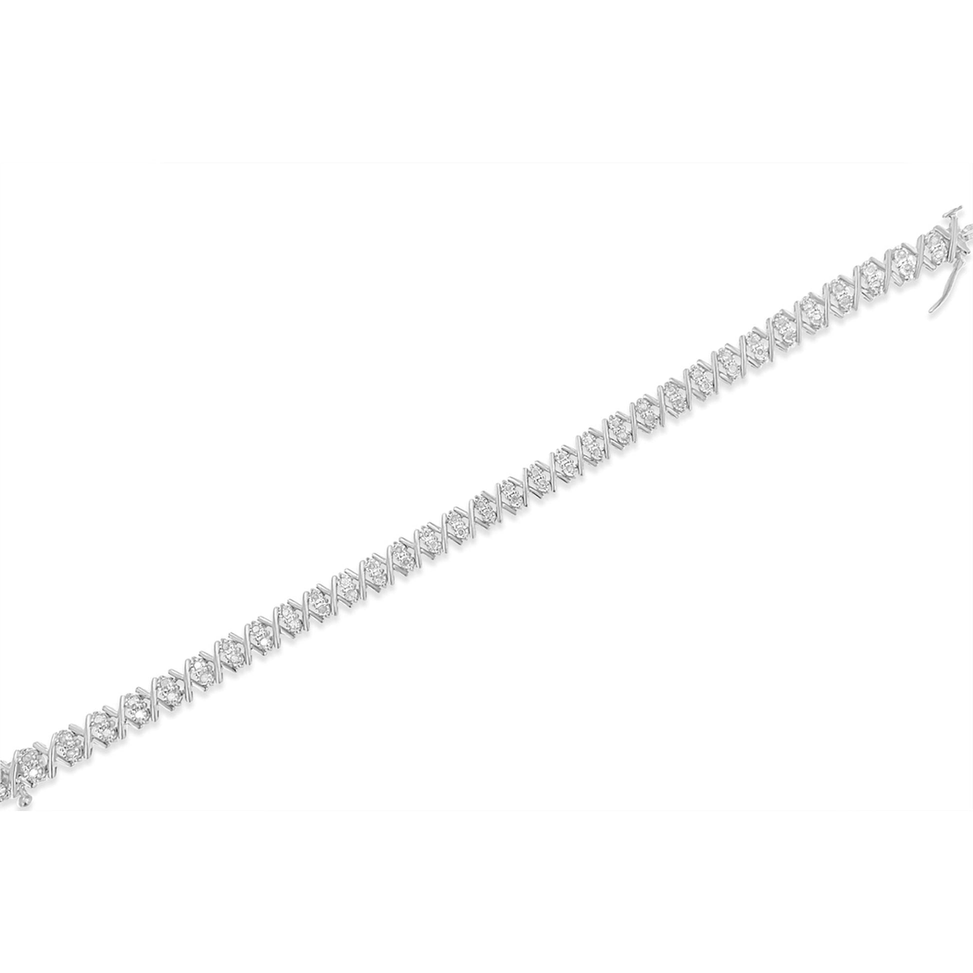 .925 Sterling Silver 1.0 Cttw Diamond Miracle-Set X-Link 7" Tennis Bracelet (I-J Color, I3 Clarity) Bids.com