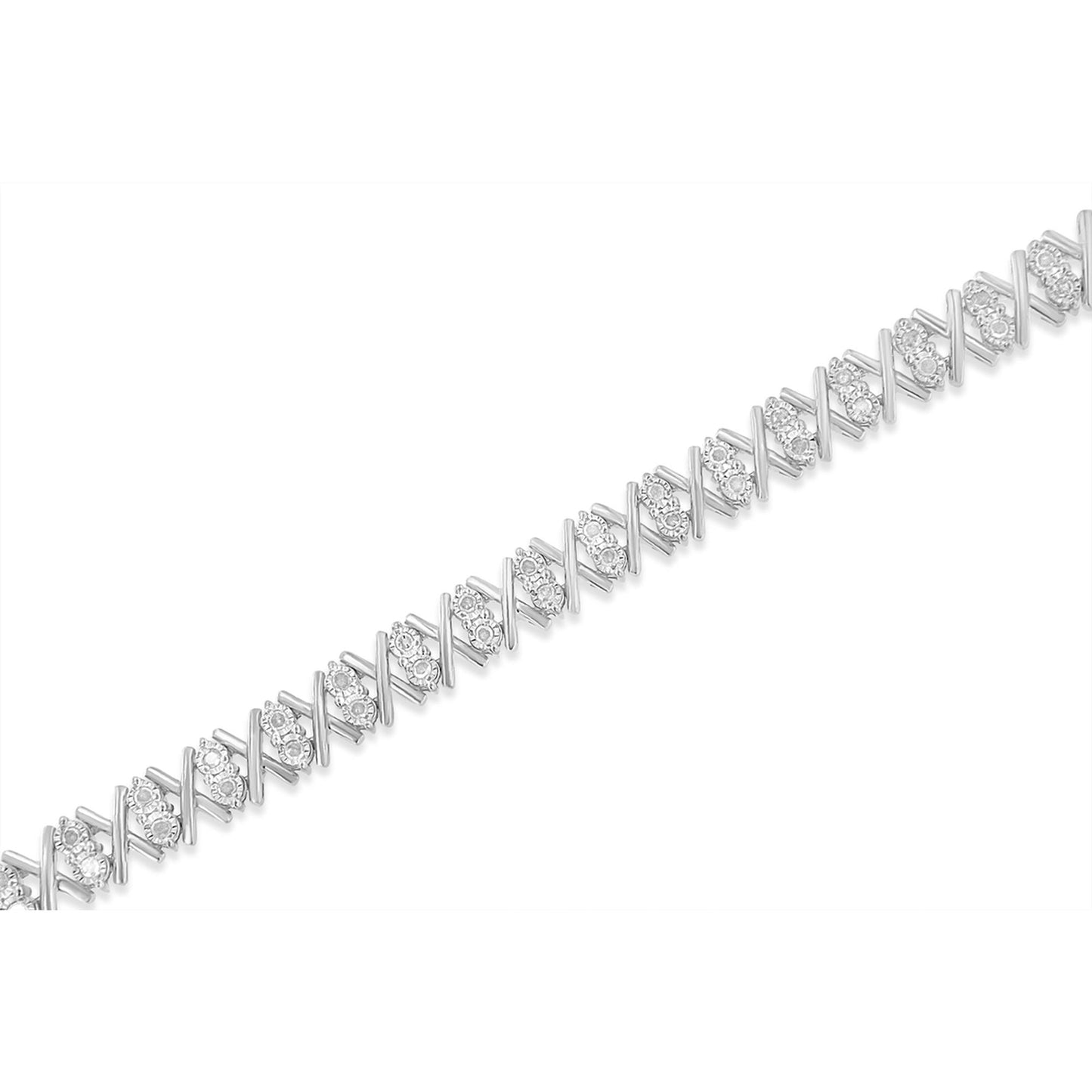 .925 Sterling Silver 1.0 Cttw Diamond Miracle-Set X-Link 7" Tennis Bracelet (I-J Color, I3 Clarity) Bids.com