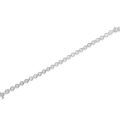 .925 Sterling Silver 1/4 Cttw Diamond Miracle-Set Teardrop Shaped 7â€ Link Bracelet (I-J Color, I3 Clarity) Bids.com