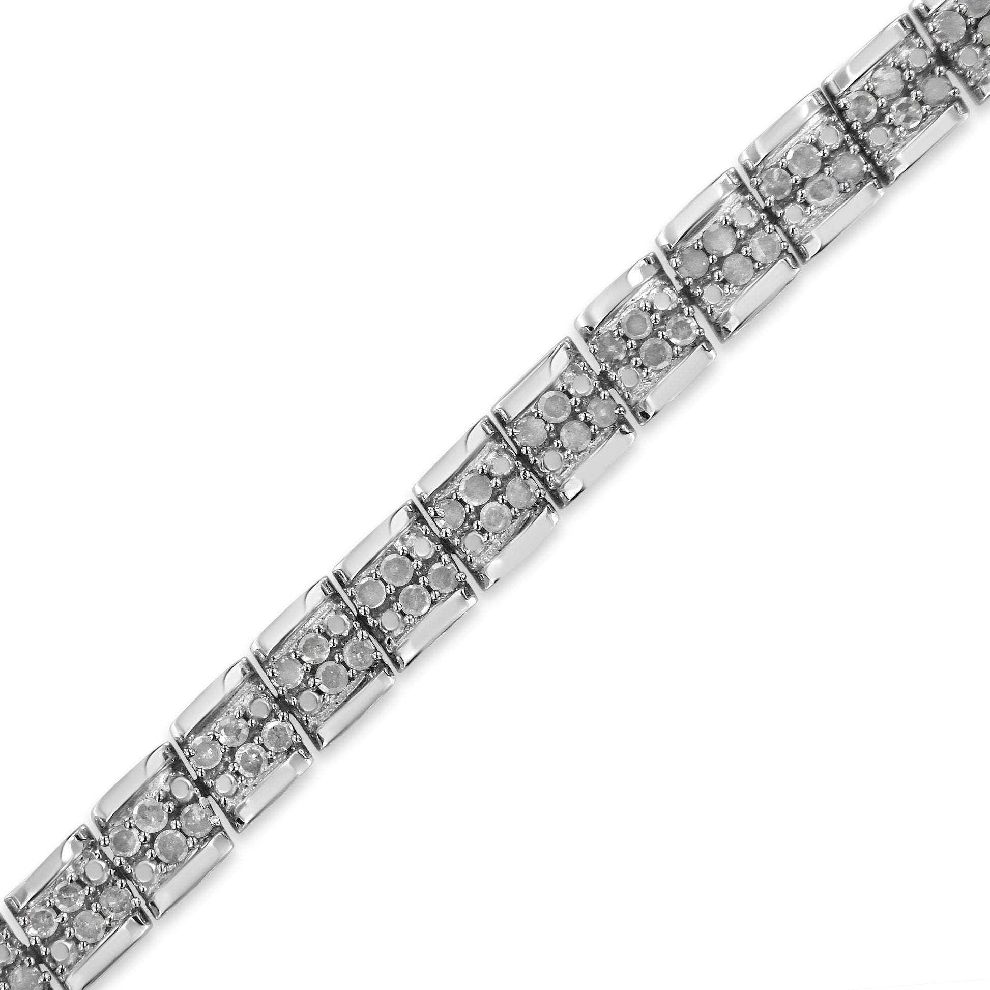.925 Sterling Silver 2.0 Cttw Diamond 7" Round Miracle Plate Link Bracelet (I-J Color, I2-I3 Clarity) Bids.com