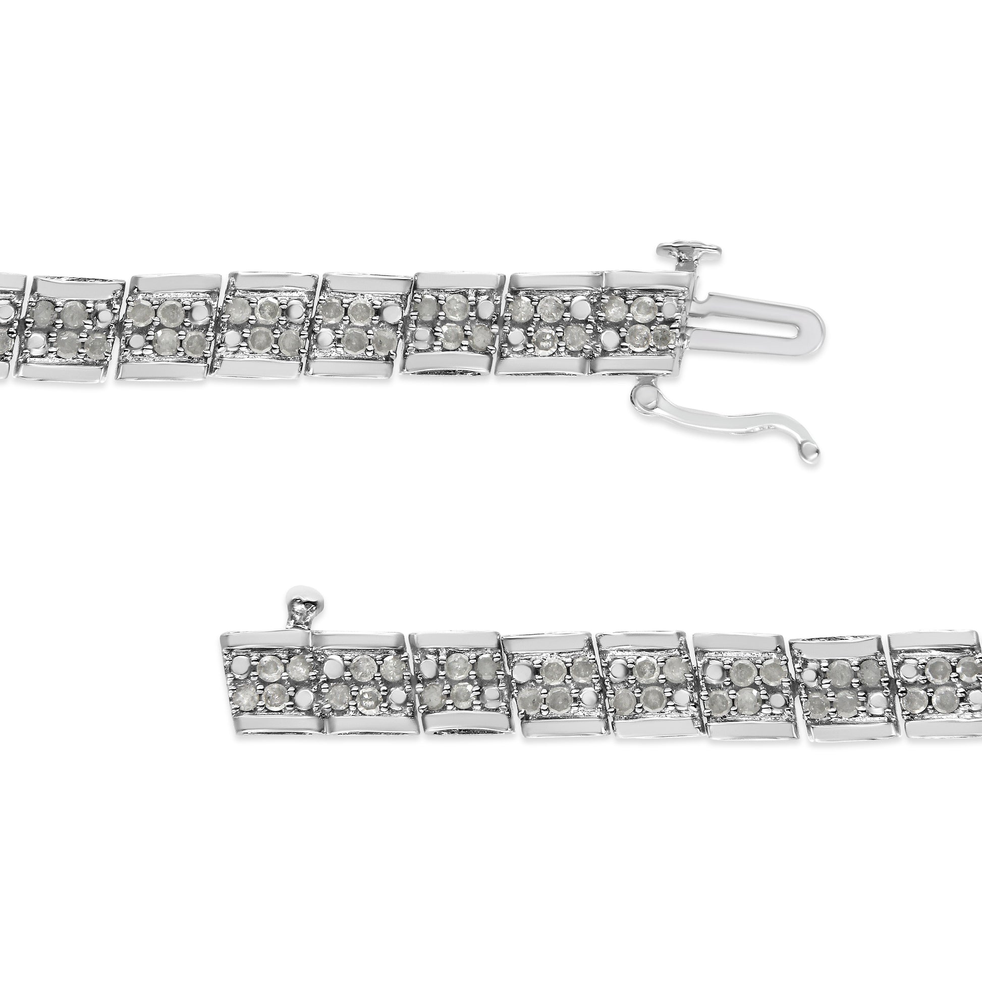 .925 Sterling Silver 2.0 Cttw Diamond 7" Round Miracle Plate Link Bracelet (I-J Color, I2-I3 Clarity) Bids.com