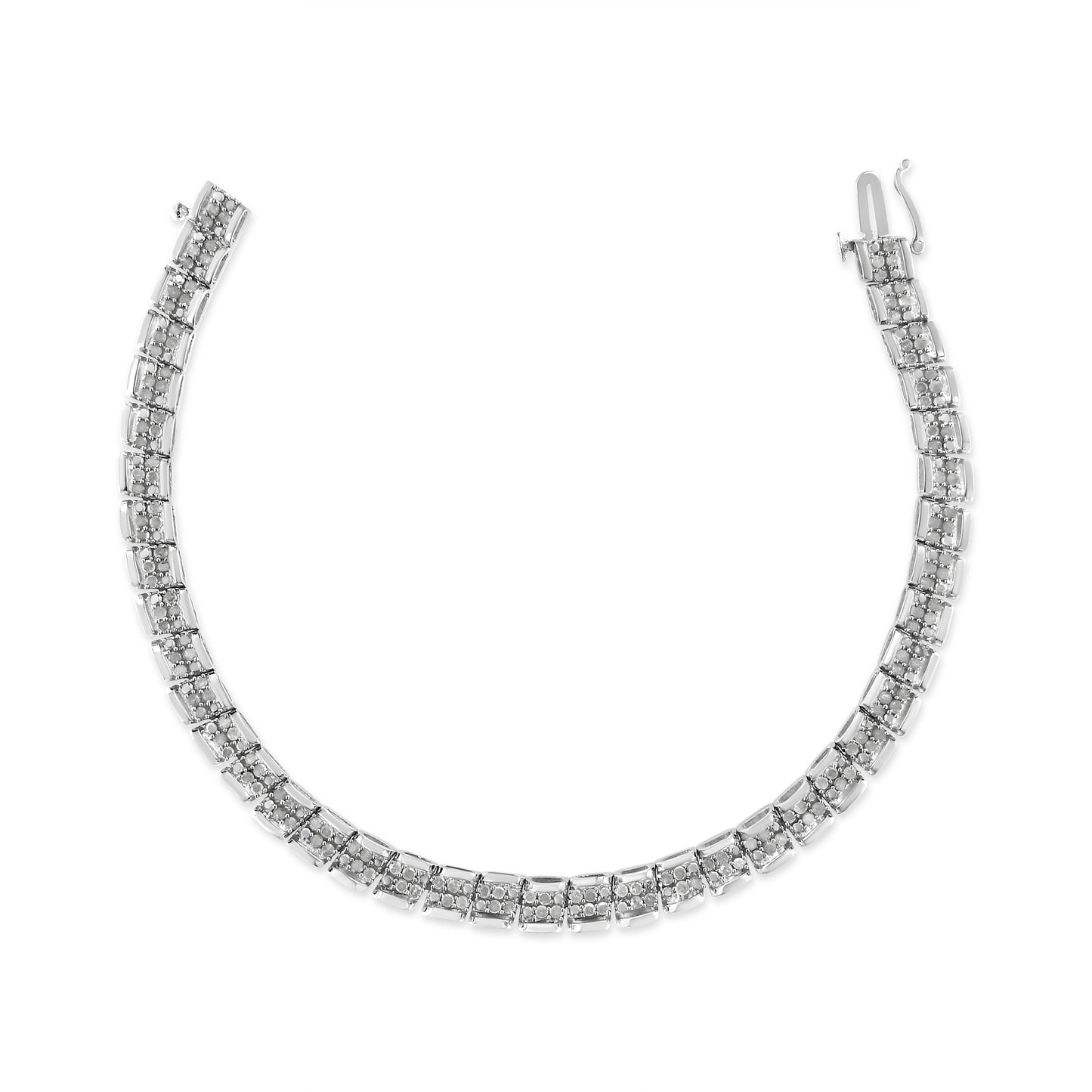 .925 Sterling Silver 2.0 Cttw Diamond 7" Round Miracle Plate Link Bracelet (I-J Color, I2-I3 Clarity) Bids.com