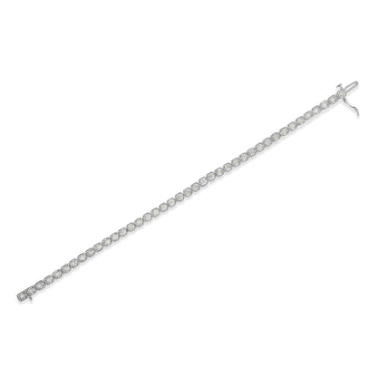 .925 Sterling Silver 1.0 Cttw Diamond Miracle-Set Square Milgrain 7" Link Tennis Bracelet (I-J Color, I3 Clarity) Bids.com