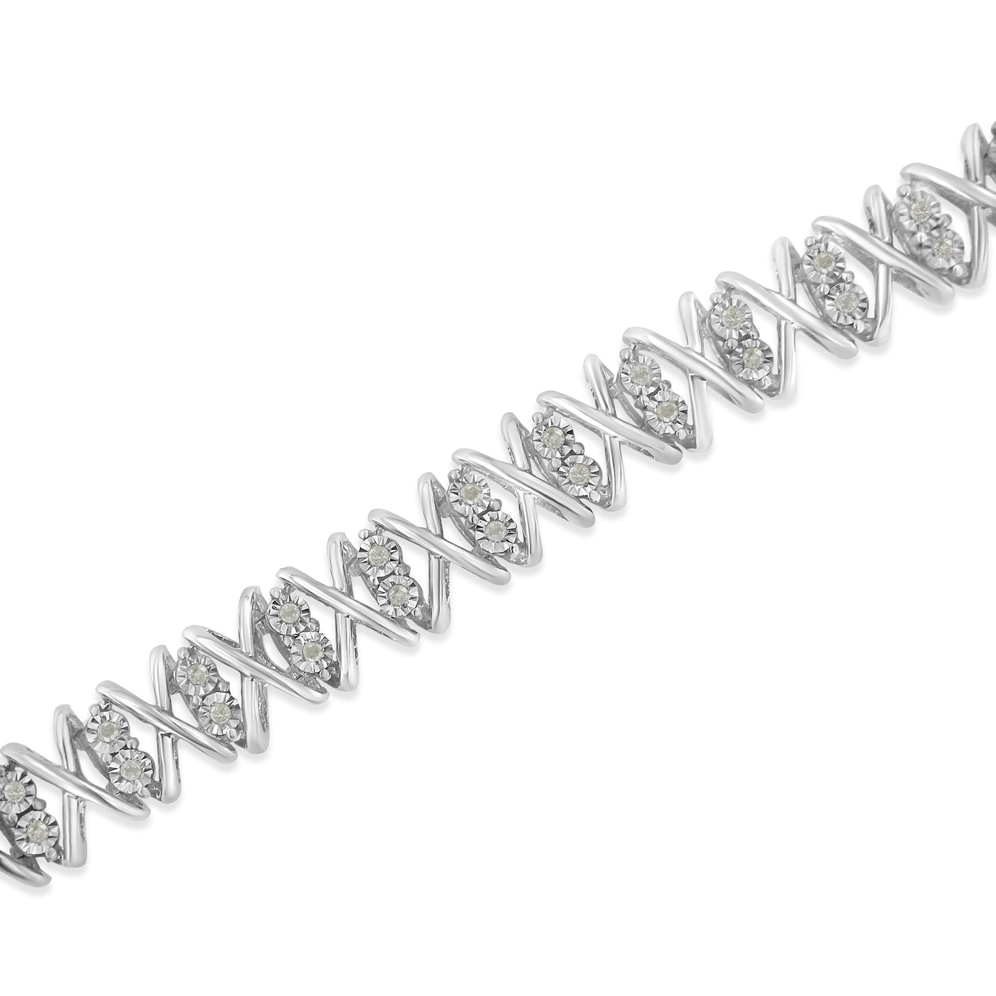 Sterling Silver rose-cut Diamond X-Link Bracelet (1 cttw, I-J Color, I2-I3 Clarity) Bids.com