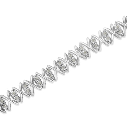 Sterling Silver rose-cut Diamond X-Link Bracelet (1 cttw, I-J Color, I2-I3 Clarity) Bids.com