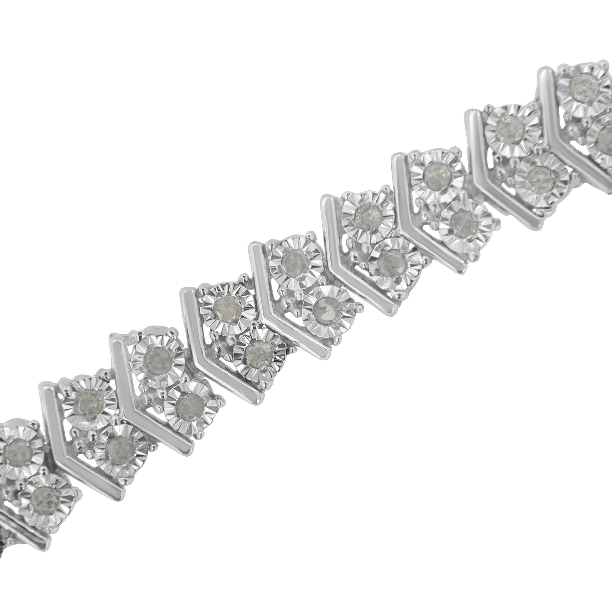 .925 Sterling Silver 1.0 cttw Diamond "Arrow" Shape Tennis Link Bracelet (I-J Color, I3 Clarity) -7.25" Bids.com