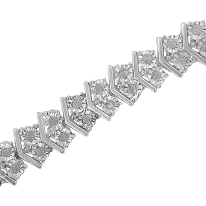 .925 Sterling Silver 1.0 cttw Diamond "Arrow" Shape Tennis Link Bracelet (I-J Color, I3 Clarity) -7.25" Bids.com