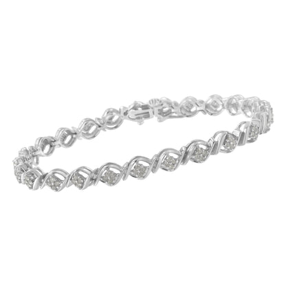 Sterling Silver Diamond Cluster Link Bracelet (1 cttw, I-J Color, I2-I3 Clarity) Bids.com
