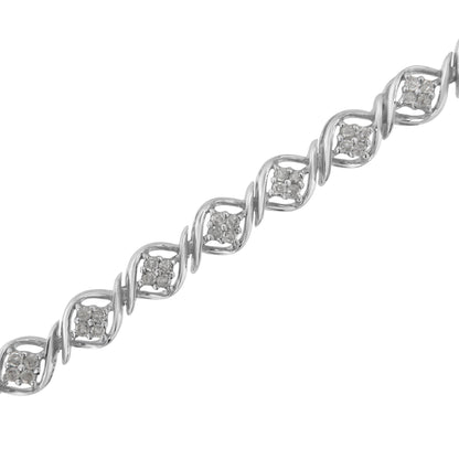 Sterling Silver Diamond Cluster Link Bracelet (1 cttw, I-J Color, I2-I3 Clarity) Bids.com