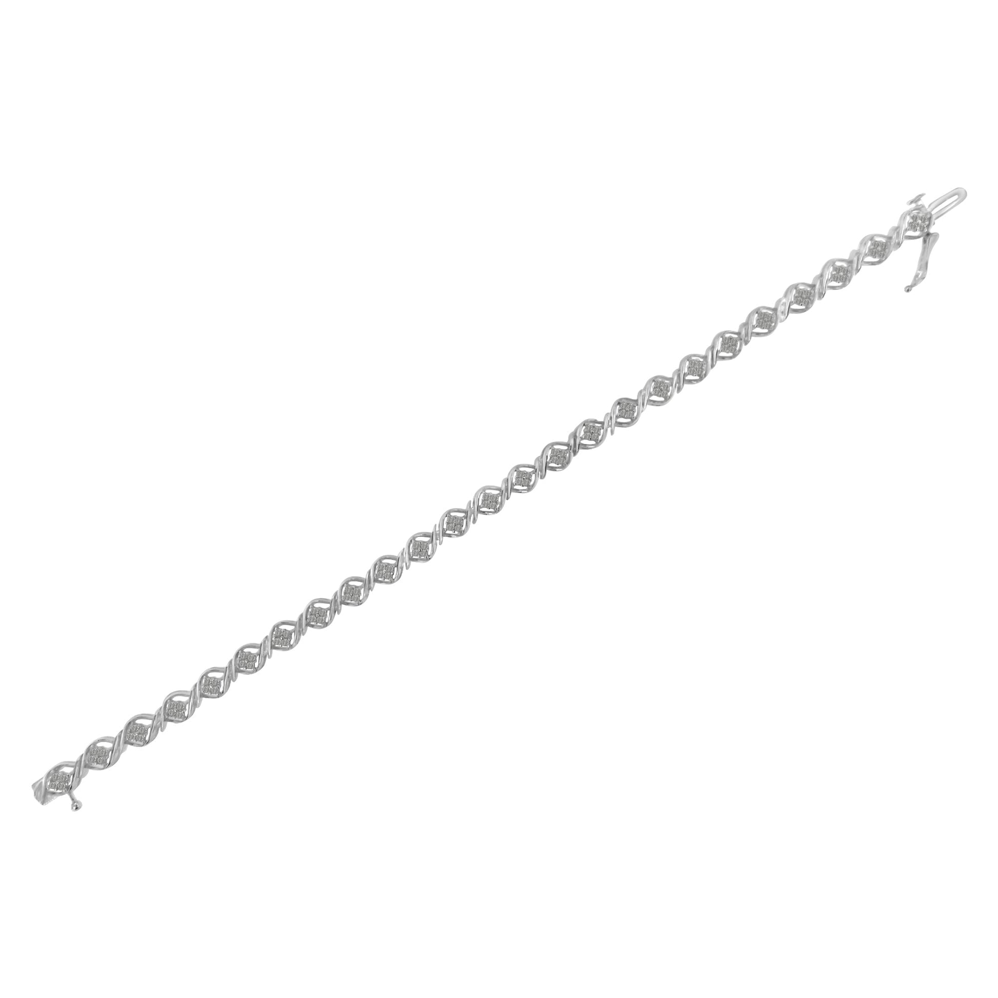 Sterling Silver Diamond Cluster Link Bracelet (1 cttw, I-J Color, I2-I3 Clarity) Bids.com