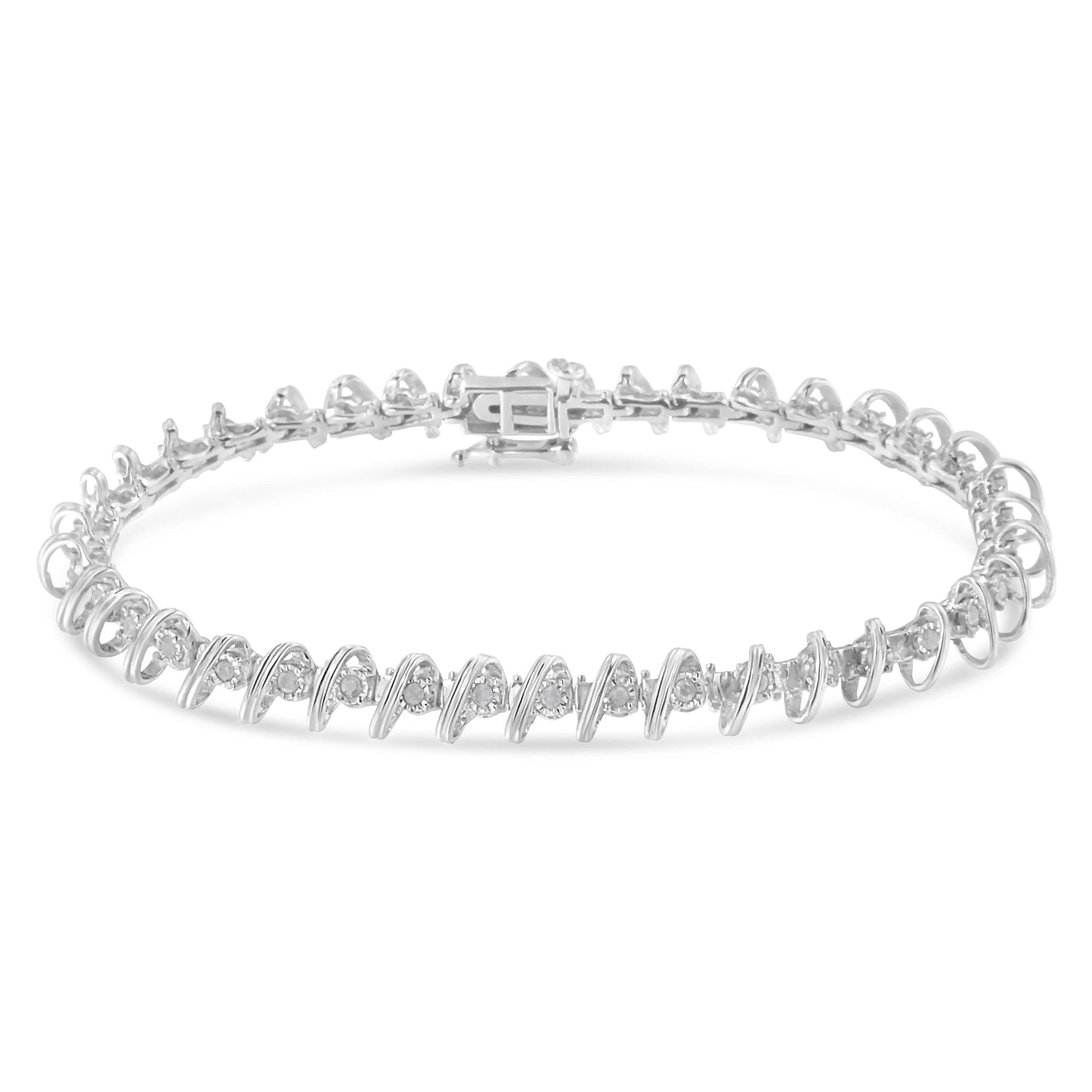 .925 Sterling Silver 1/2 Cttw Diamond Miracle-Set 7" Tennis Bracelet (I-J Color, I3 Clarity) Bids.com