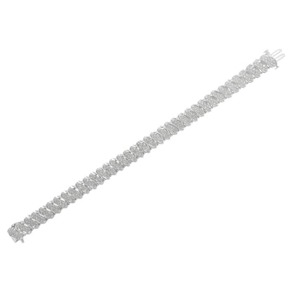 .925 Sterling Silver 3.0 Cttw Diamond Multi Row Cluster Slanted Wave Link 7-Â¼â€ Tennis Bracelet (I-J Color, I2-I3 Clarity) Bids.com