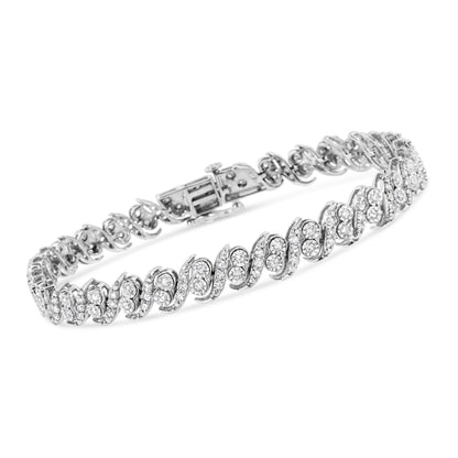 .925 Sterling Silver 2.0 Cttw Round-Cut Diamond "S" Link Bracelet (I-J Color, I3 Clarity) - 7.25" Bids.com