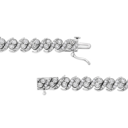 .925 Sterling Silver 2.0 Cttw Round-Cut Diamond "S" Link Bracelet (I-J Color, I3 Clarity) - 7.25" Bids.com
