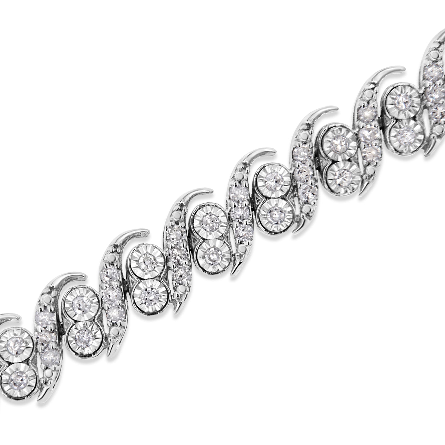 .925 Sterling Silver 2.0 Cttw Round-Cut Diamond "S" Link Bracelet (I-J Color, I3 Clarity) - 7.25" Bids.com