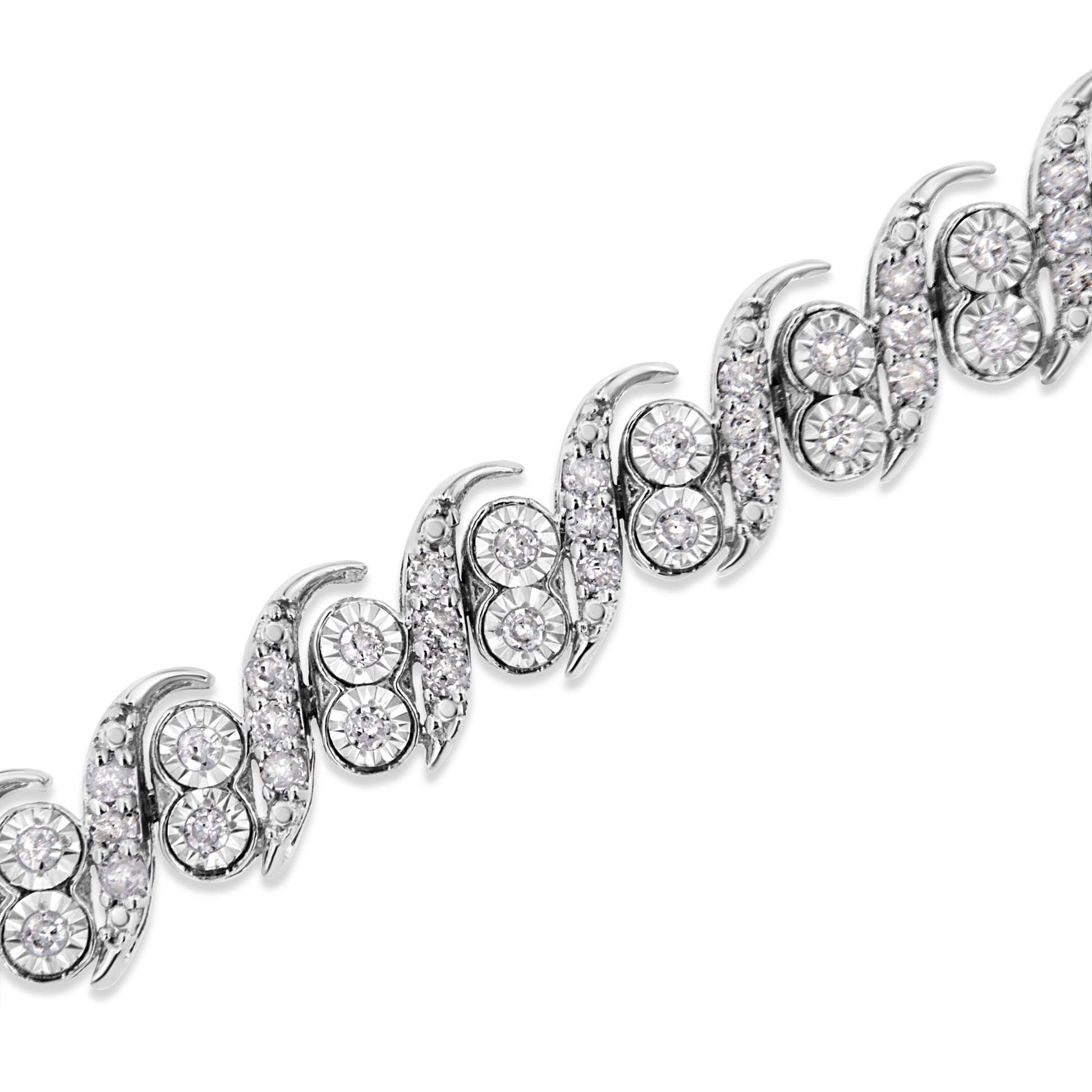.925 Sterling Silver 2.0 Cttw Round-Cut Diamond "S" Link Bracelet (I-J Color, I3 Clarity) - 7.25" Bids.com