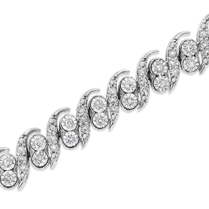 .925 Sterling Silver 2.0 Cttw Round-Cut Diamond "S" Link Bracelet (I-J Color, I3 Clarity) - 7.25" Bids.com