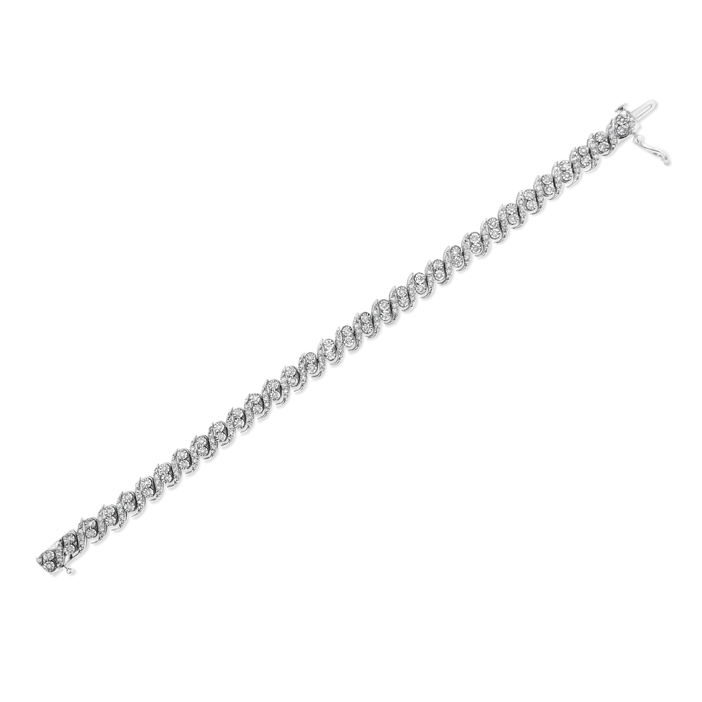 .925 Sterling Silver 2.0 Cttw Round-Cut Diamond "S" Link Bracelet (I-J Color, I3 Clarity) - 7.25" Bids.com