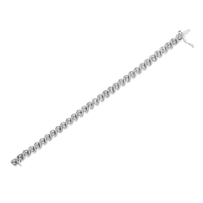 .925 Sterling Silver 2.0 Cttw Round-Cut Diamond "S" Link Bracelet (I-J Color, I3 Clarity) - 7.25" Bids.com
